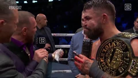 After his victory at #BKFC82 Mike Perry had a message for Conor McGregor