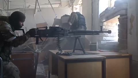 Ukraine War Combat Footage: Russian Heavy MG firing in Azovstahl Battle, Mariupol