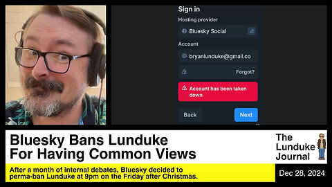 Bluesky Bans Lunduke For Having Common Views