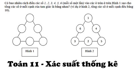 Toán 11: Có bao nhiêu cách điền các số 1, 2, 3, 4, 5, 6 (mỗi số một lần) vào các ô tròn ở trên