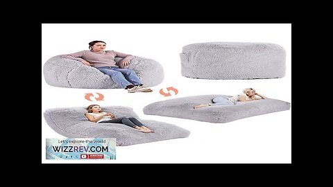 Bean Bag Bed Chair Convertible from Chair to Lounge or Mattress Grey-Queen Review