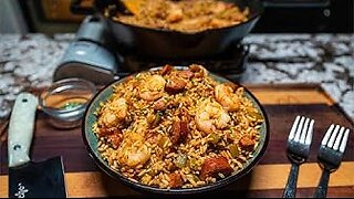 One Skillet Cajun Dirty Rice with Shrimp & Sausage