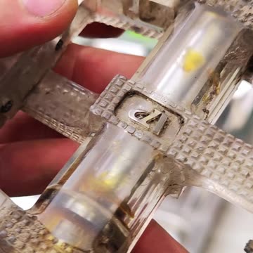 Very unusual transparent bicycle pedals.