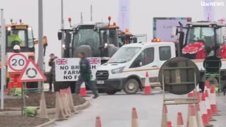 Keir Starmer's visit to a housing development today is cut short as farmers protes