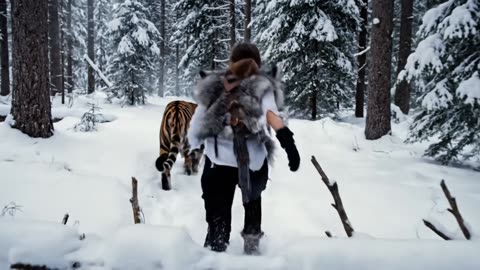 Surviving with a WILD TIGER Girl Hunts for First Meal