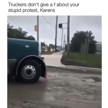 “Truck Driver Ignores Protesters and Drives Through!”