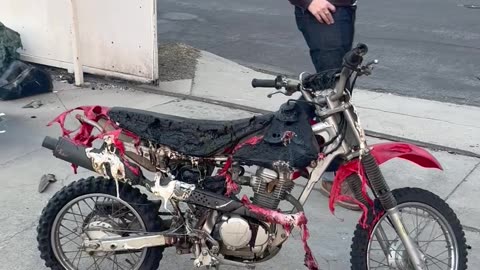 Half Melted Dirt Bike Roars Back To Life