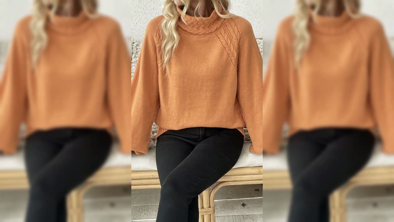 Cable Knit Turtleneck Sweater