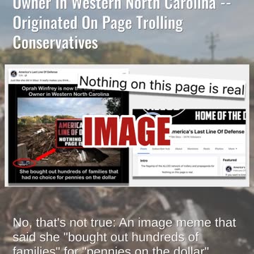 Fact Check: Satirical Meme Claims Oprah Winfrey Is The Largest Land Owner In Western North Carolina
