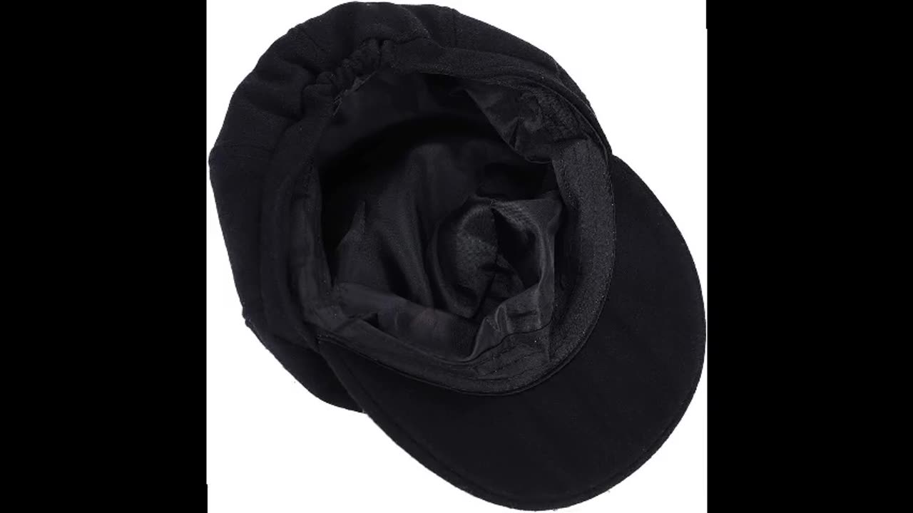 Black Baker Boy Cap - Stylish & Warm Wool Newsboy Hat for Women