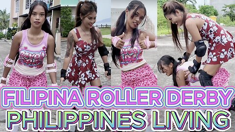 🇵🇭 Filipina Beauties Pocahontas & Morena Barbie Roller Blading Beach Side! Island Living Philippines