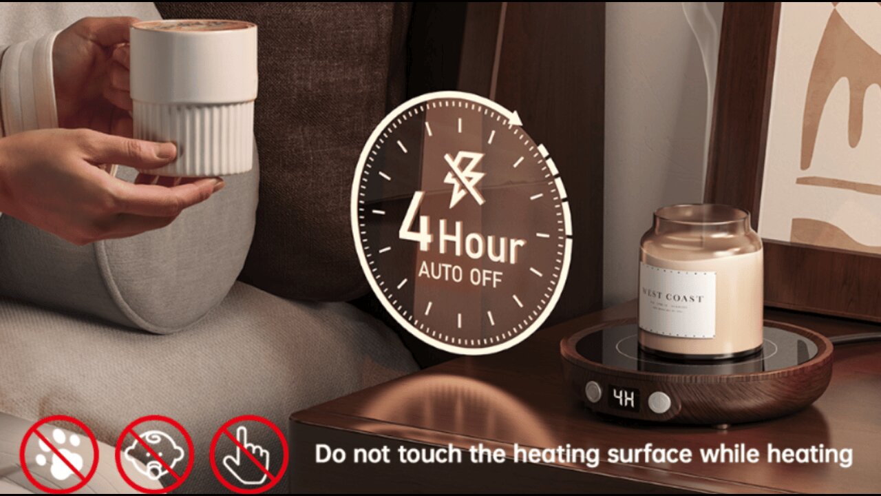 SWEETFULL Mug Warmer - 36W Coffee Cup Warmer for Desk with 3-Temp Settings Display