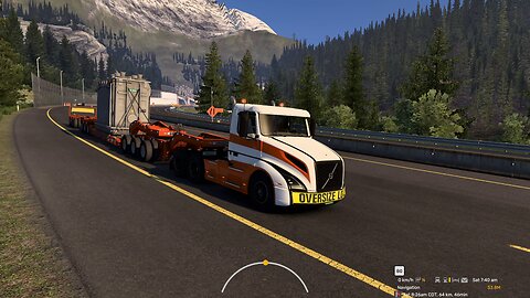 ATS, Downhill 7% grade, Volvo VNL, 78 t, engine Jake braking, automatic transmission