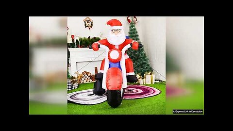 Christmas Inflatables Santa Claus Ride Motorcycle Blow up Outdoor Decoration Built-in LED Review