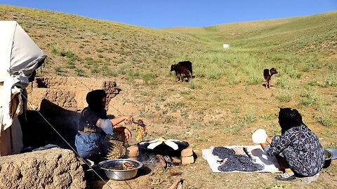 Shepherd Mother Cooking Rural Food In village of Afghanistan Nomadic Life style In shepherd Family