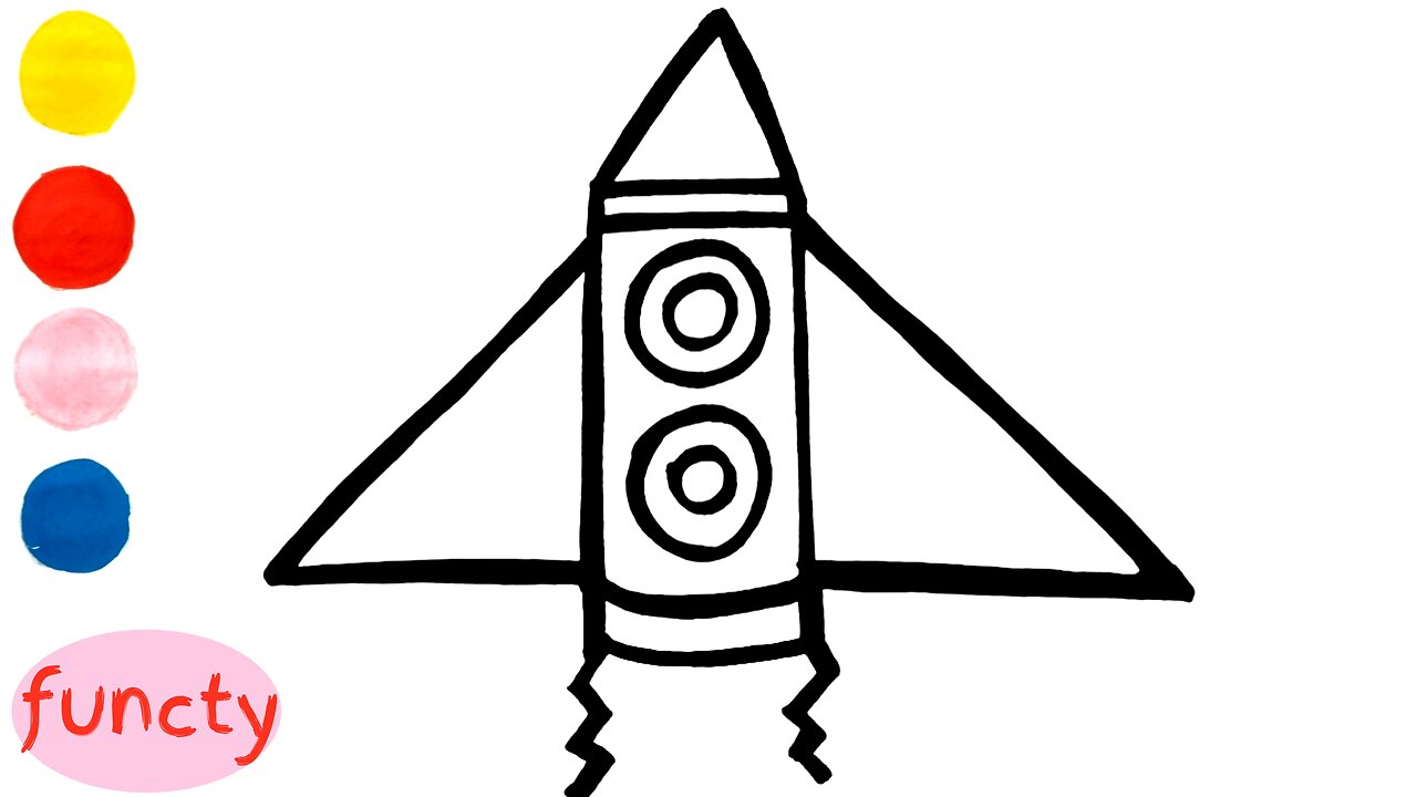 How to draw and color rocket for kids
