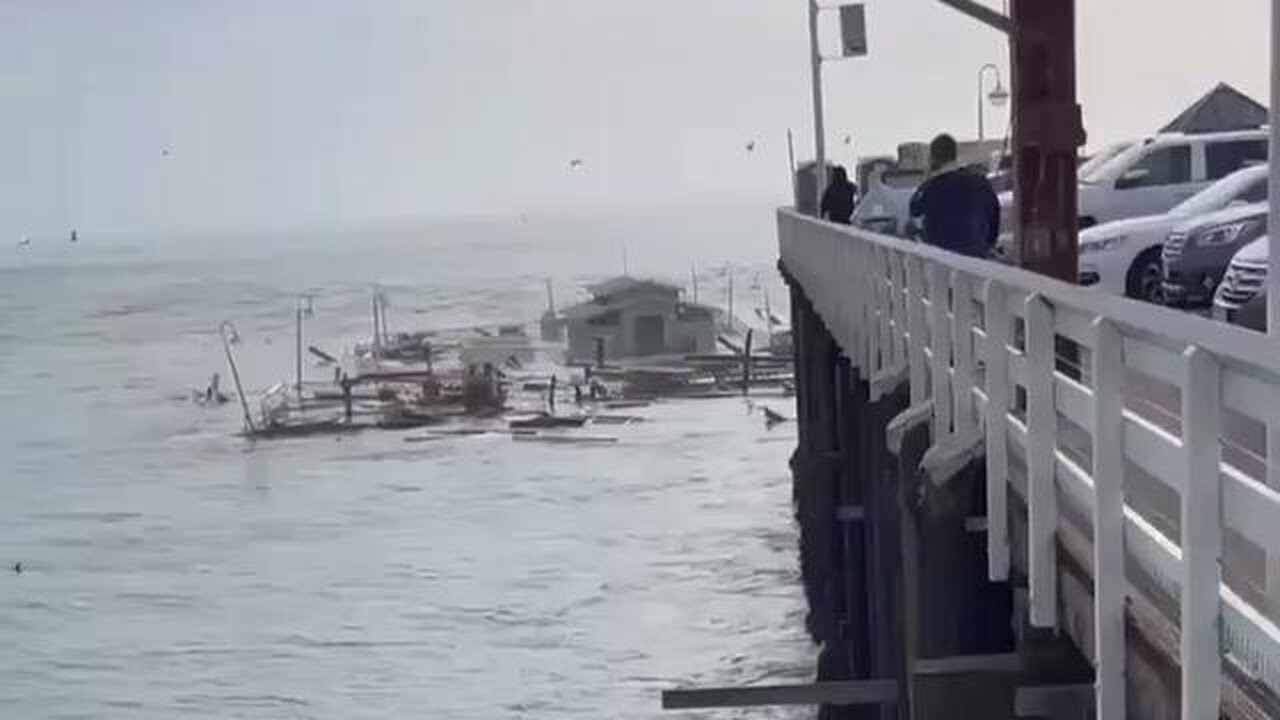 Santa Cruz pier in California collapses into the water, taking multiple people with it