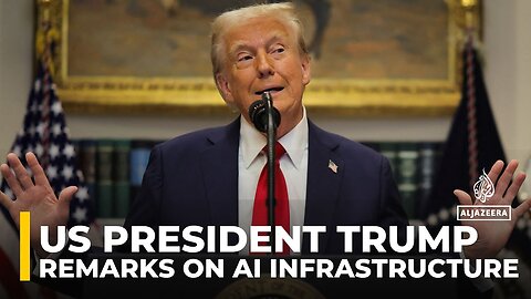 US President Trump delivers remarks on Ai infrastructure at the Roosevelt room at White House