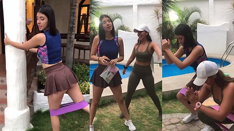 My friend Geraldine teaches me GLUTE exercises..! 