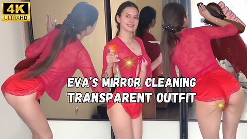 Beautiful Girls Eva 💋 Clean in Transparent 🍒 Outfit Mirror Shimmer Revival 🔞 4K HD