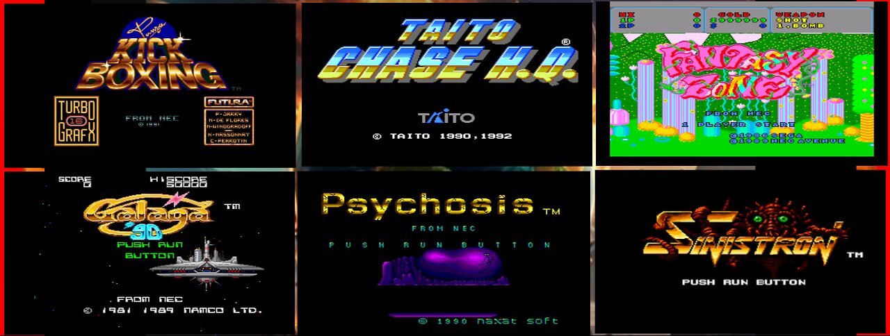 Andre Panza, Chase HQ, Fantasy Zone, Galaga 90, Psychosis, Sinistron - (TG-16) 1/2