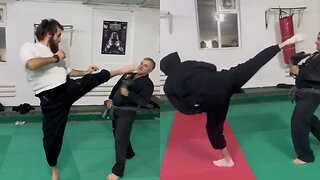 Zabit Magomedsharipov Practicing his Kicks with Taekwondo Legend Magomed Tagir