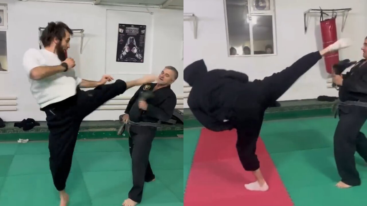 Zabit Magomedsharipov Practicing his Kicks with Taekwondo Legend Magomed Tagir