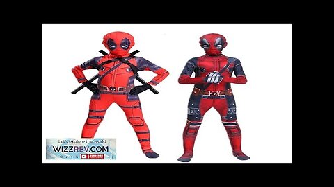 Children Superhero Deadpool Mask Bodysuit Halloween Kids Cosplay Party Costume Sword Bag Review