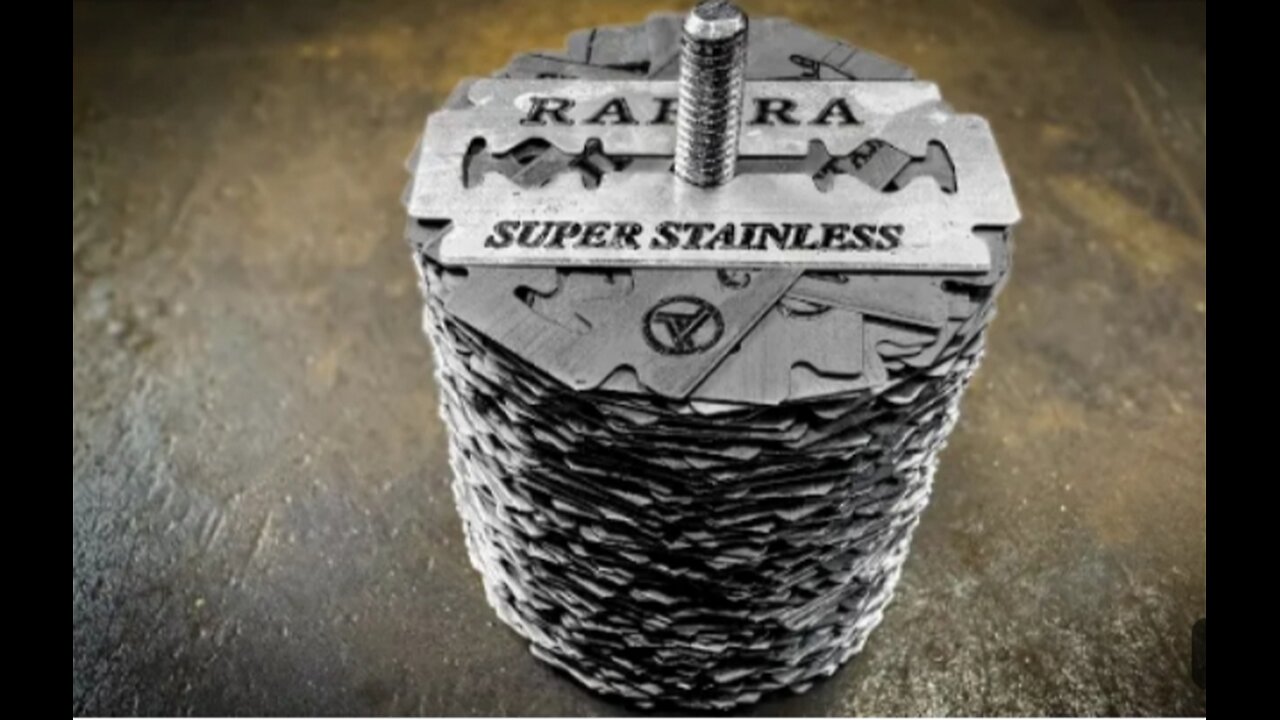 350 Razor Blades Forged Into A Sharp Knife