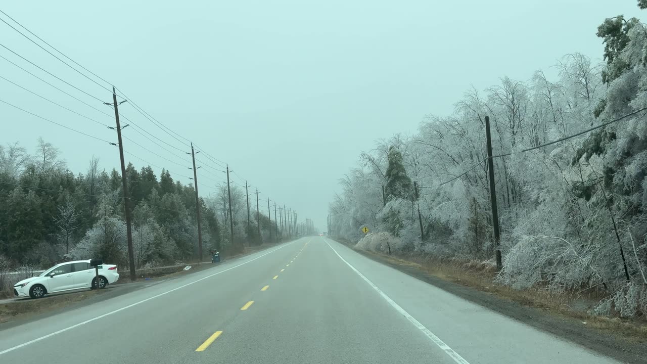 Freezing Rain Ice Storm in Ontario Canada