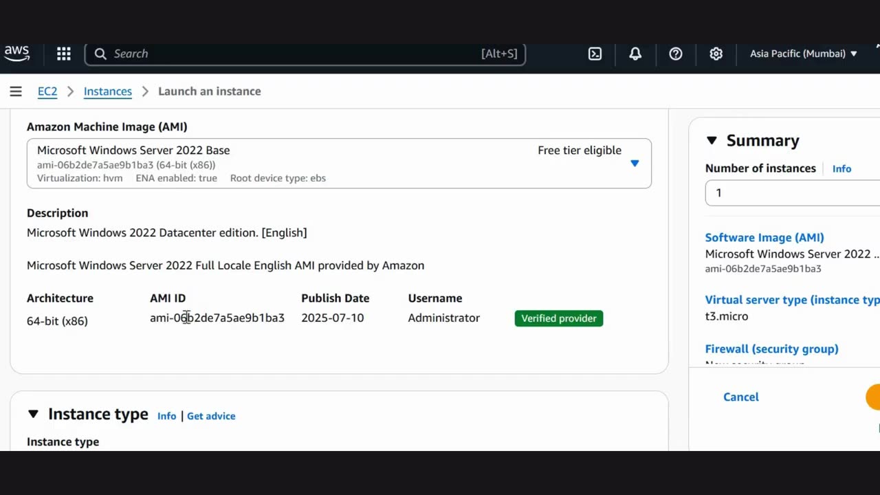 Creating Instance1 Lab1 By Srinivasan Gurumurthy