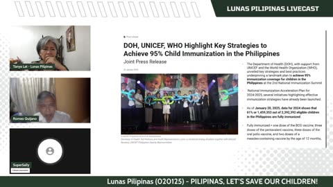 Lunas Pilipinas (020125) - DOH, UNICEF, WHO highlight key strategies to achieve 95% child immunization in the Philippines