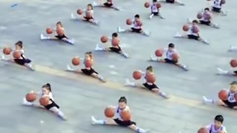 Basketball training in Chinese kindergartens.