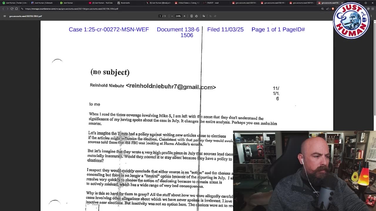 Just Human #353: DOJ Files Comey's Notes, Emails with Richman, More in Response to Dismiss Motion