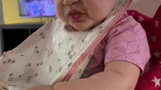 Baby Kayla Tries Pumpkin & Chicken for Dinner | Cute Foodie Moment