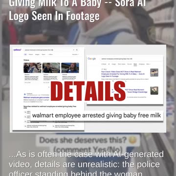 Fact Check: Video Does NOT Show Real Walmart Employee Arrested For Giving Milk To A Baby -- Sora AI