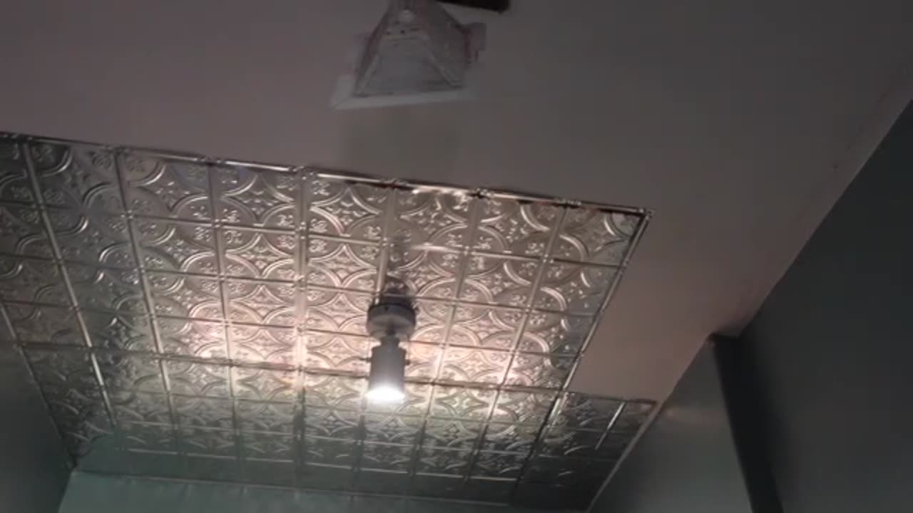 American Tin Ceilings Ceiling Tiles Installed. Not So Hard For The Results.