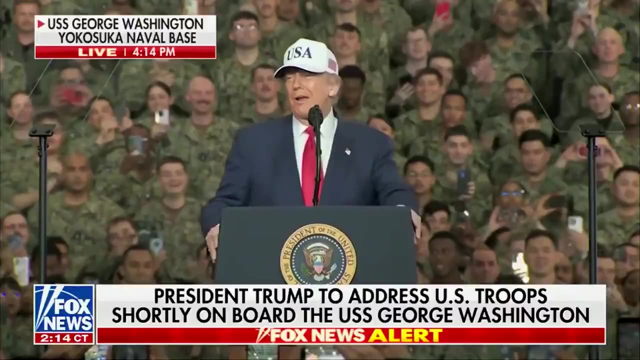 Chants of "TRUMP! TRUMP! TRUMP!" and "USA! USA! USA!" break out aboard the