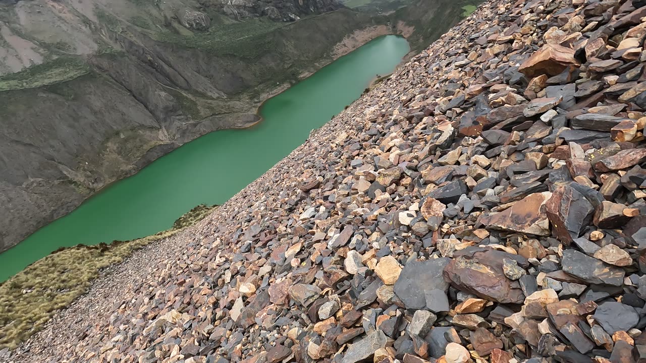 Exploring the steep rocky slopes (Huaraz, Peru)