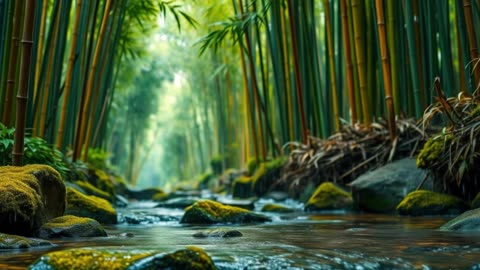 Soothing Bamboo Forest Stream | Relaxing Nature Sounds for Deep Relaxation & Meditation