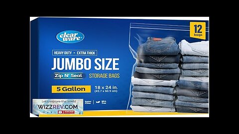 12 Large Plastic Bags With Zipper Top 5 Gallon Bags 18" Review