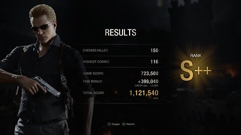 Resident Evil 4 Remake PS4 Mercenaries Wesker Castle 150 kills