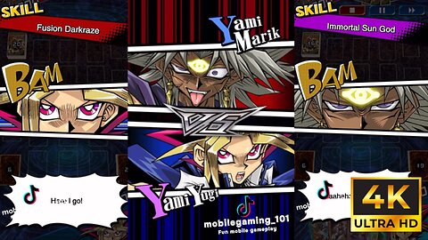 [4K] Yami Yugi Gravekeeper Fusion Darkraze VS Yami Marik Immortal Sun God Ra