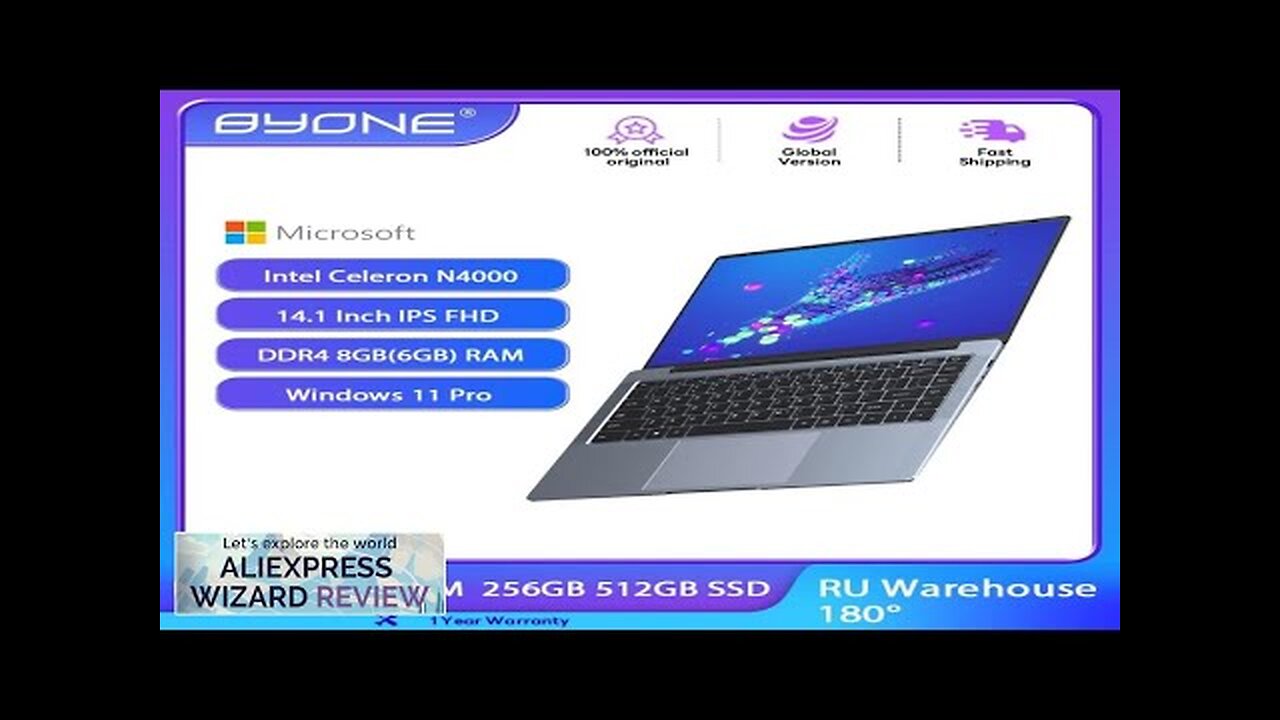 BYONE 14.1 Inch Laptop Intel N4000 8GB RAM 256GB 512GB SSD Windows Review