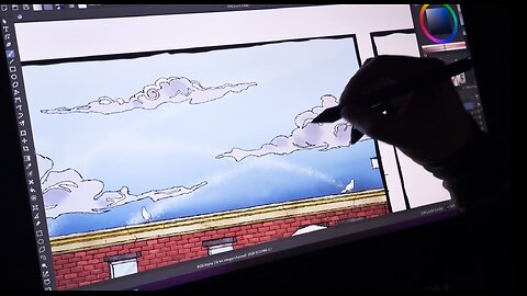 Drawing A Comic Page - Part 6: Rendering Roads and Sky (Timelapse)
