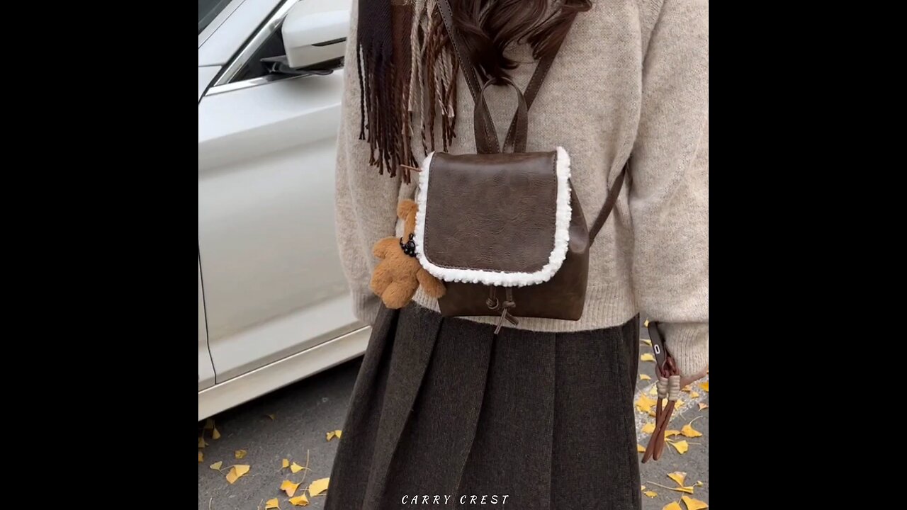 Mini Backpack with Plush Accessory | Cozy Shearling Trim Backpack | Cute Winter-Style Mini Bag