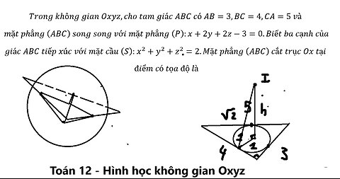 Toán 12: Trong không gian Oxyz,cho tam giác ABC có AB=3,BC=4,CA=5 và mặt phẳng