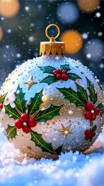 AS SNOWFLAKES GENTLY FALL ON THE FESTIVE ORNAMENT, THE MOON'S GLOW PEEKS THROUGH THE STARS #shorts