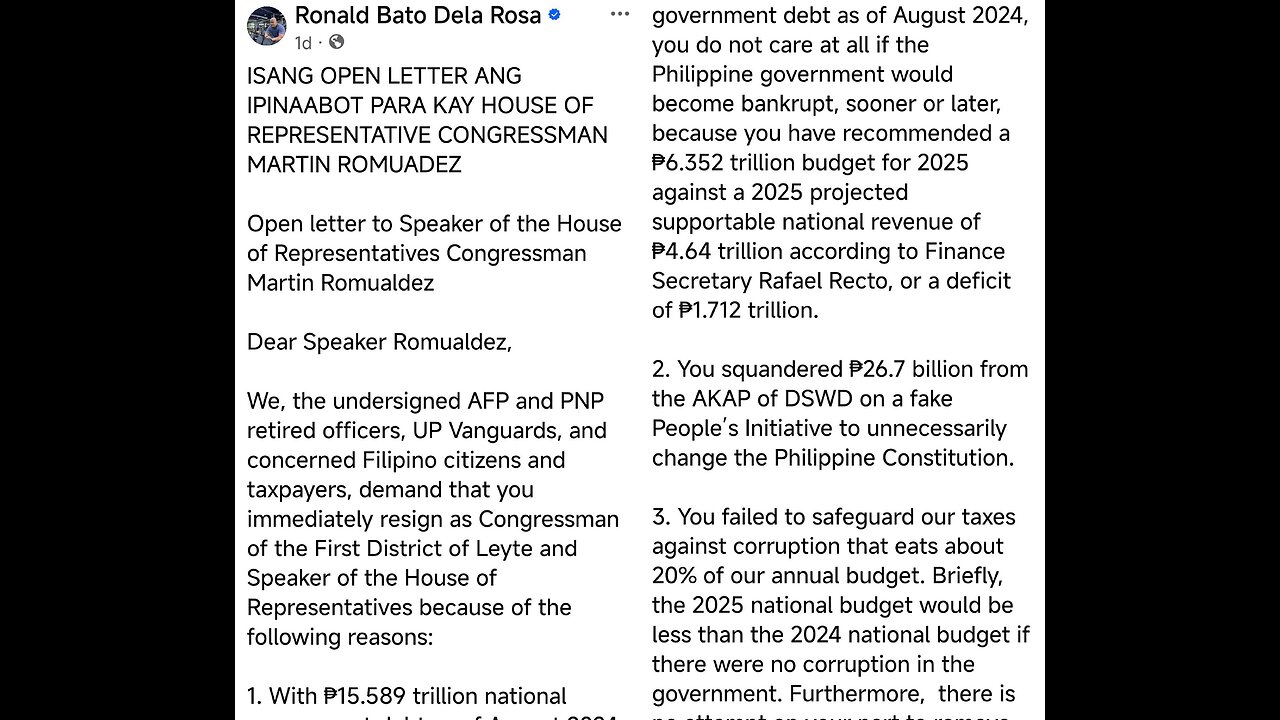 Retired AFP and PNP Officers, UP Vanguards, Filipino Citizens and Taxpayers call for Resignation
