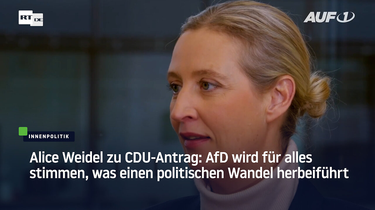 Alice Weidel zu CDU-Antrag: AfD wird für alles stimmen, was einen politischen Wandel herbeiführt